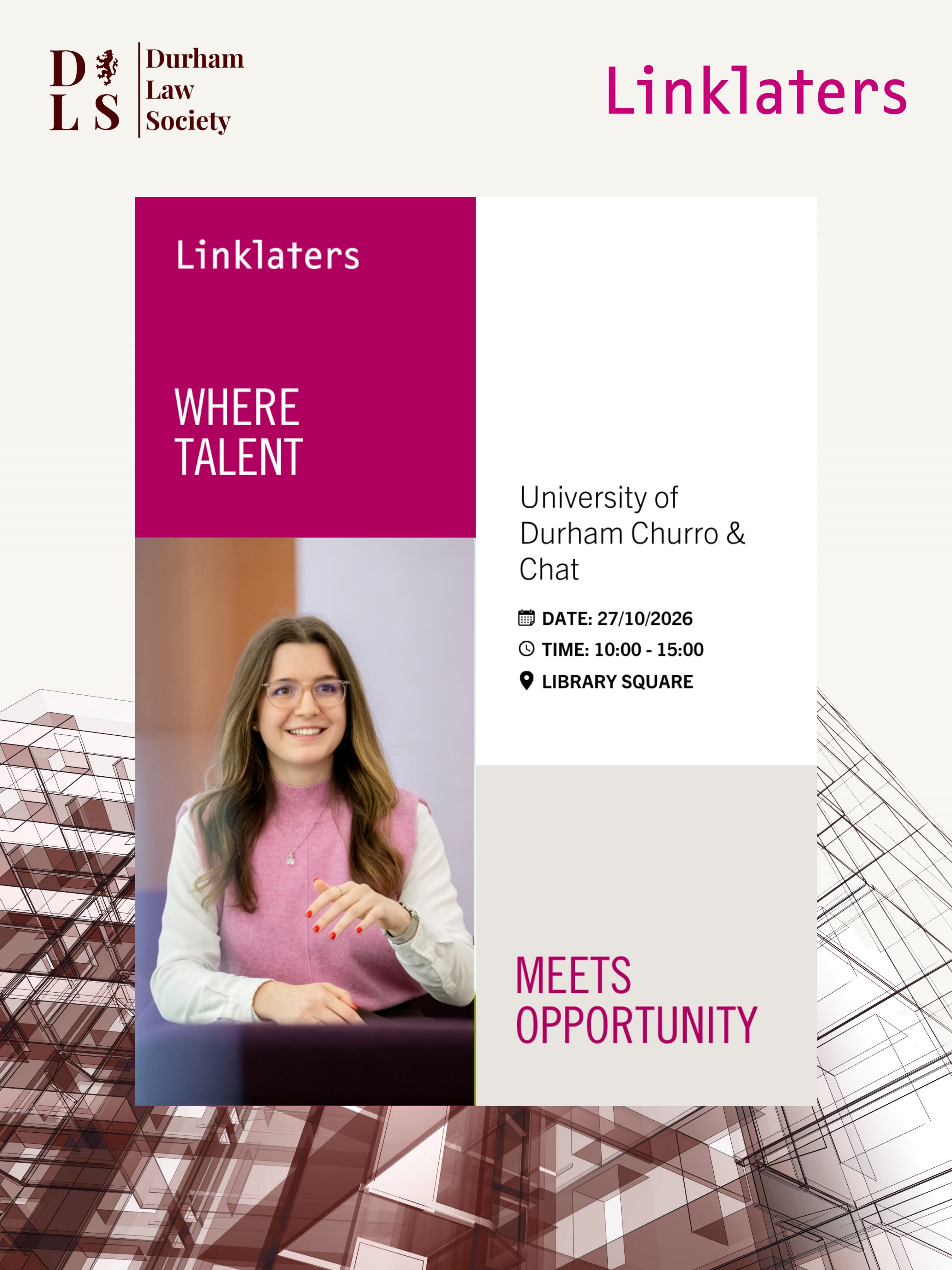 Linklaters Durham Churro & Chat Instagram post