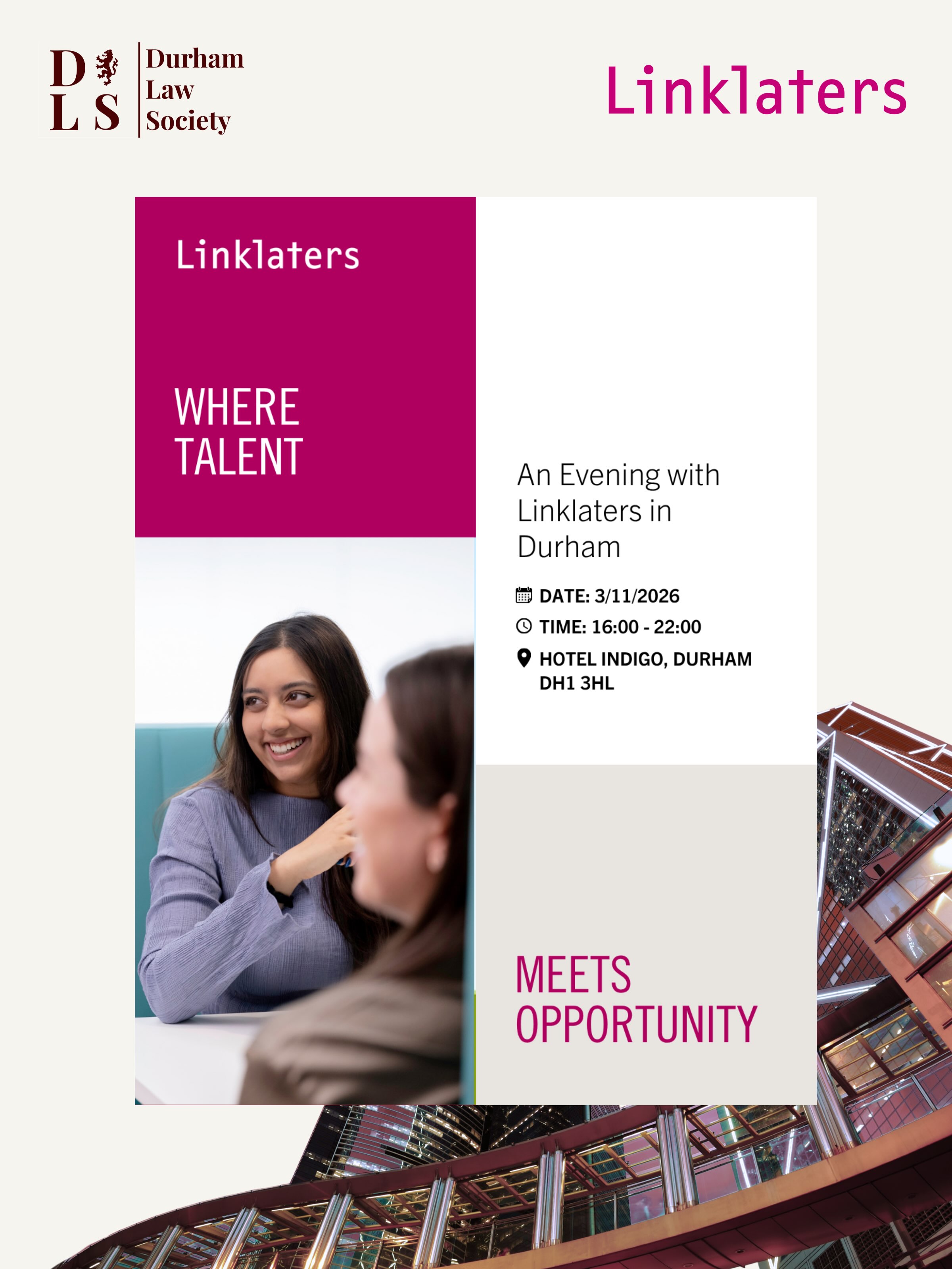 An Evening with Linklaters in Durham Instagram post