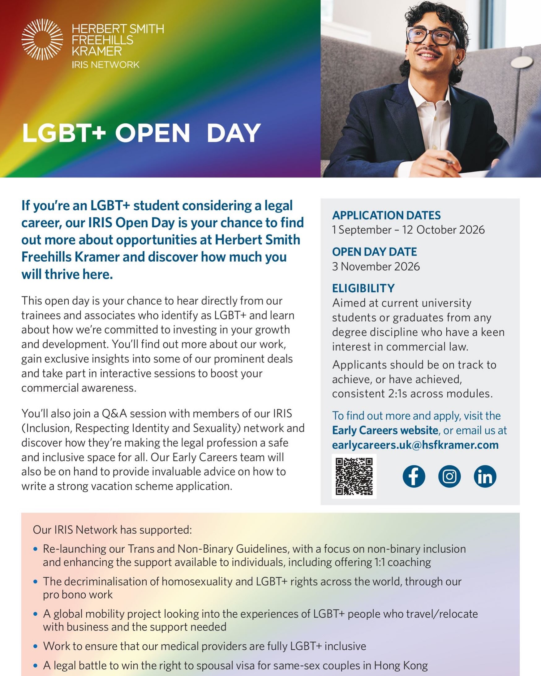 Herbert Smith Freehills Kramer IRIS LGBT+ Open Day Instagram post