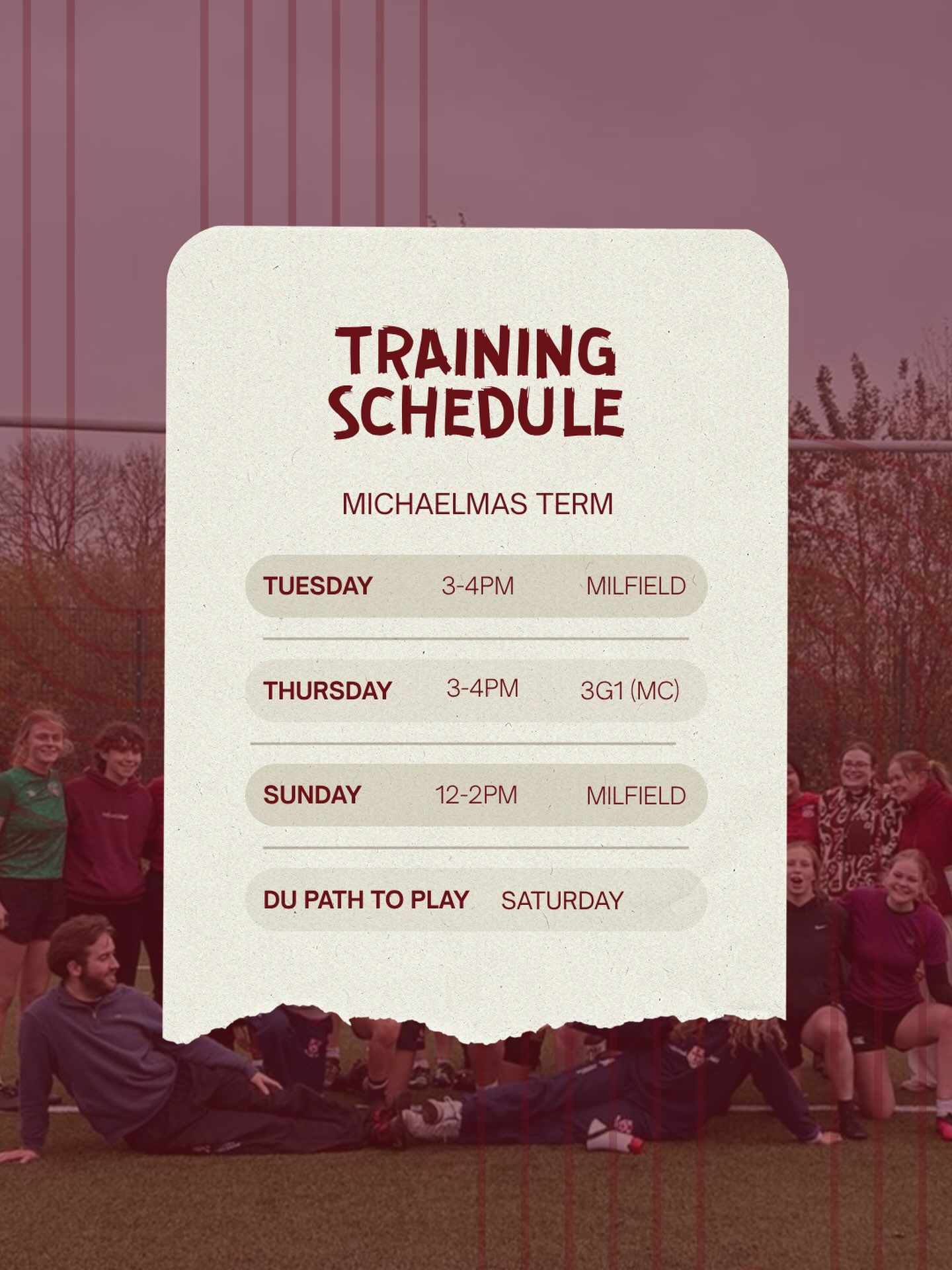 Mound Women's Rugby Sunday training Instagram post
