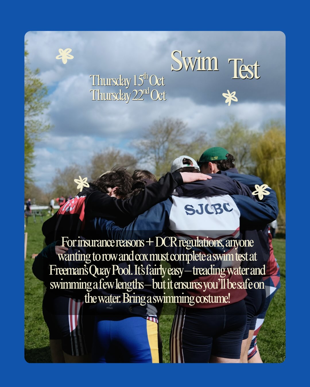 SJCB Swim Test — 22 October Instagram post
