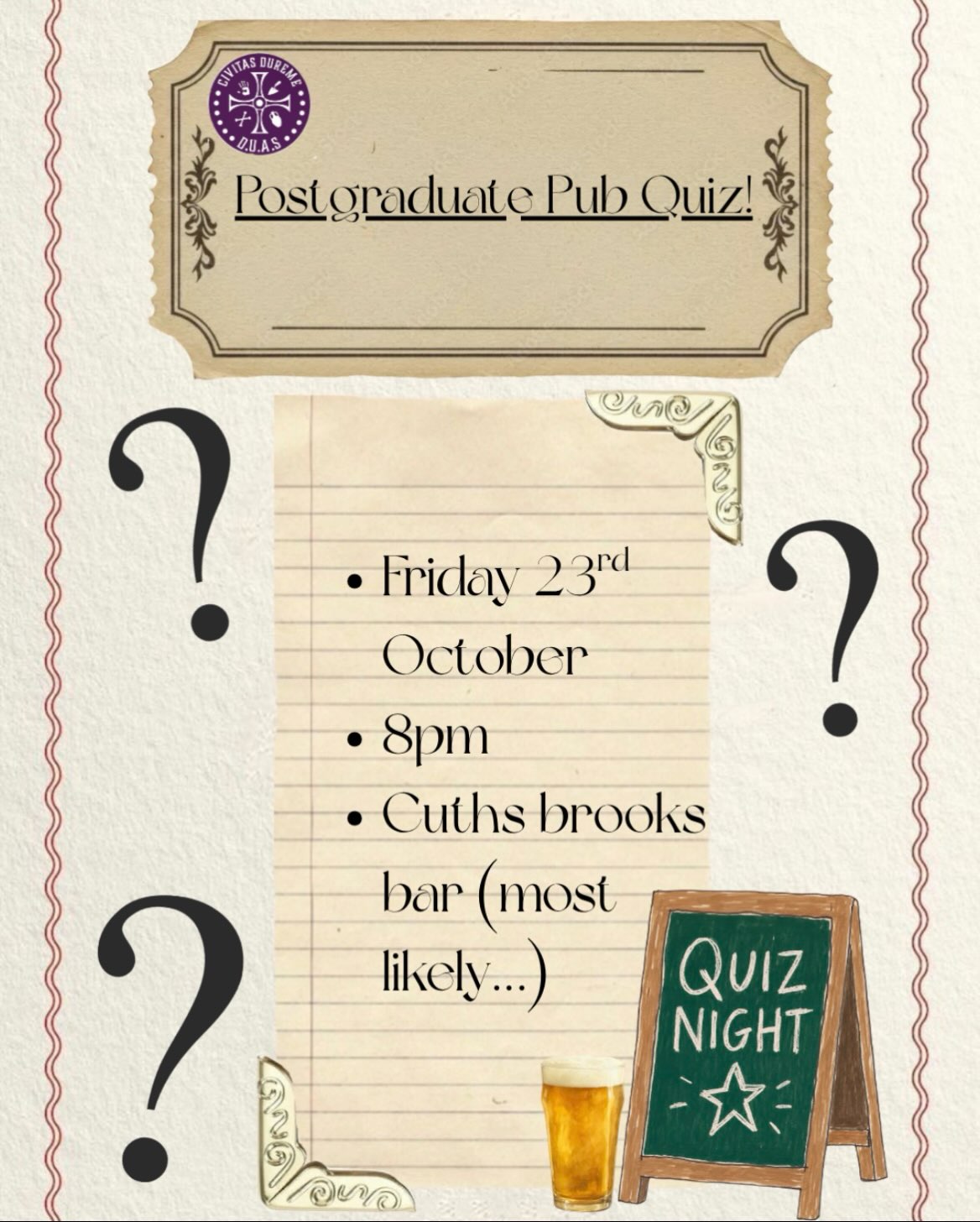 Postgraduate Pub Quiz Instagram post